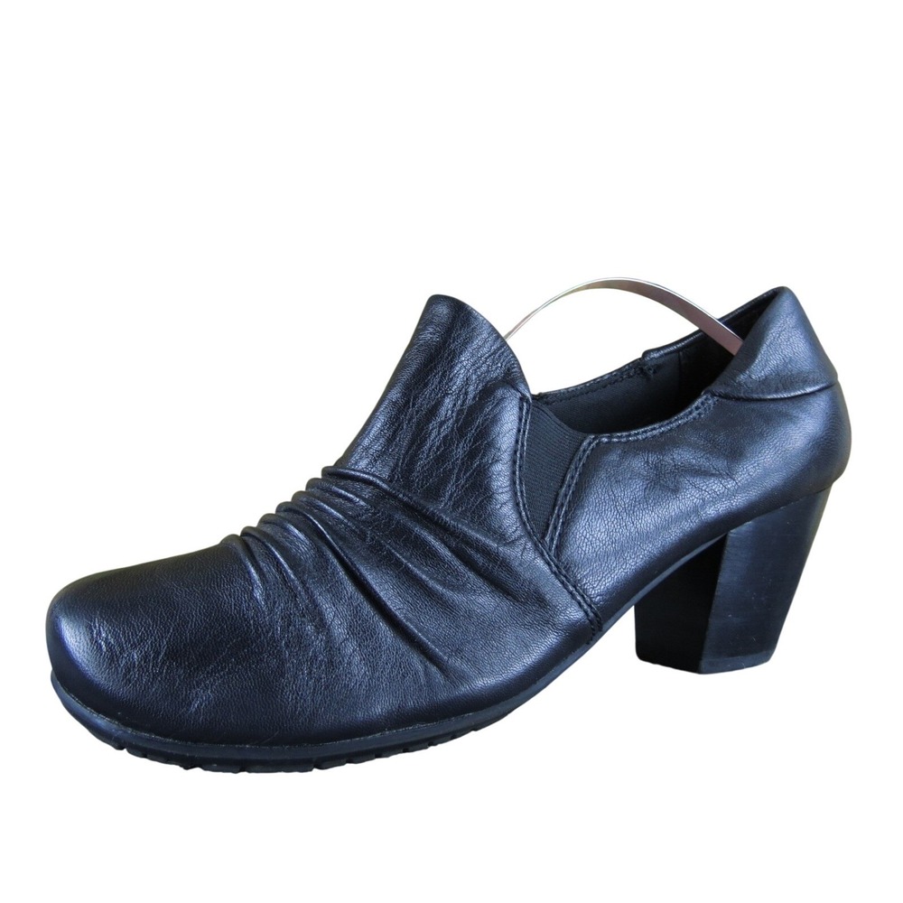 Bare Traps Harlie Women's 10 Black Leather‎ Bootie Slip-On Comfort Heeled Shoes